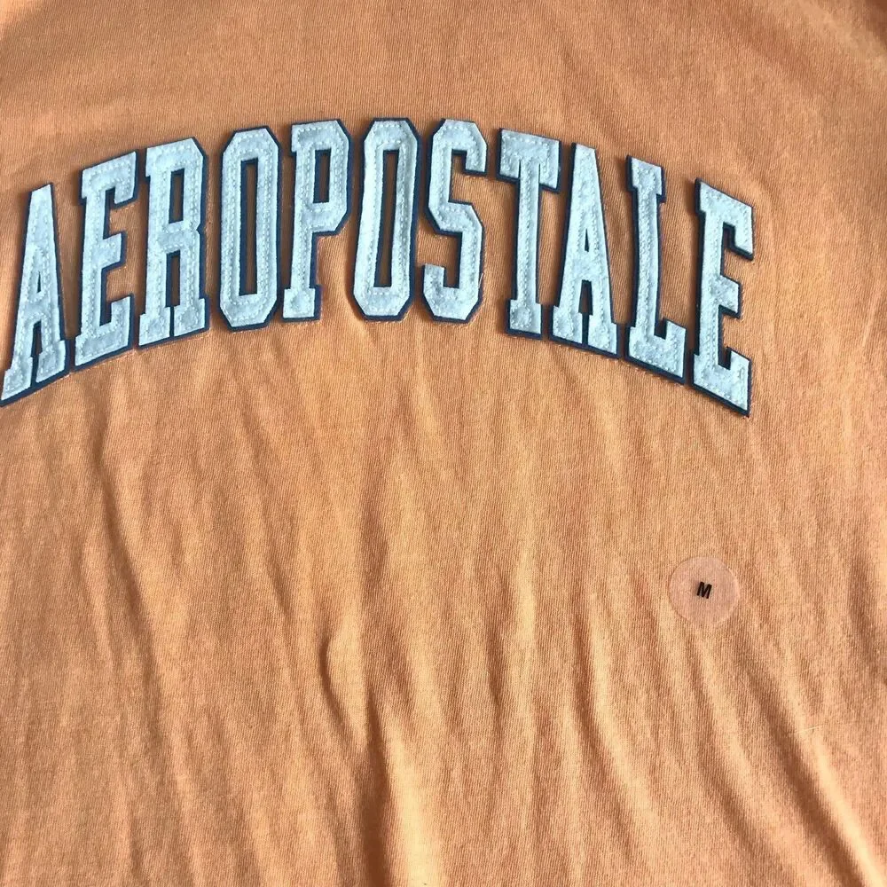 Aeropostale Aero Raised Logo Classic Crew Tee T Shirt Pale Orange Women's M NWT